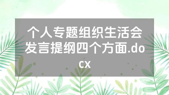 个人专题组织生活会发言提纲四个方面.docx