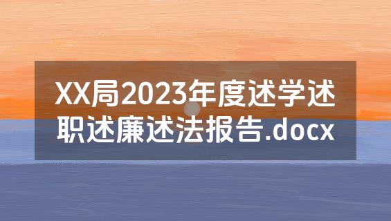 XX局2023年度述学述职述廉述法报告.docx