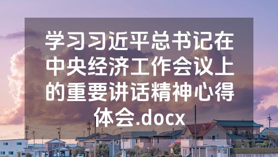 学习习近平总书记在中央经济工作会议上的重要讲话精神心得体会.docx