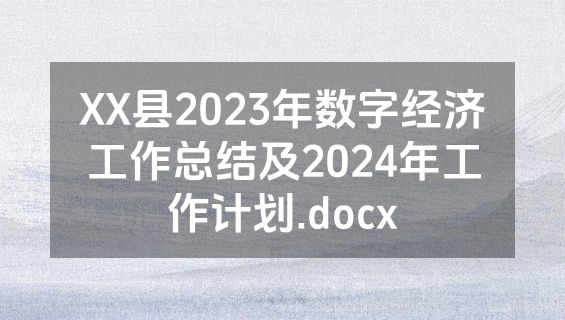 XX县2023年数字经济工作总结及2024年工作计划.docx