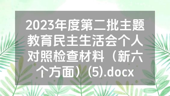 2023年度第二批主题教育民主生活会个人对照检查材料（新六个方面）(5).docx