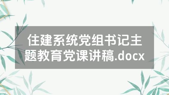 住建系统党组书记主题教育党课讲稿.docx