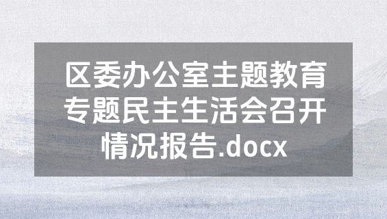 区委办公室主题教育专题民主生活会召开情况报告.docx