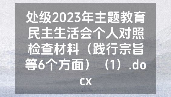 处级2023年主题教育民主生活会个人对照检查材料（践行宗旨等6个方面）（1）.docx