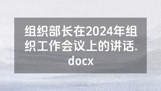 组织部长在2024年组织工作会议上的讲话.docx