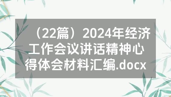（22篇）2024年经济工作会议讲话精神心得体会材料汇编.docx