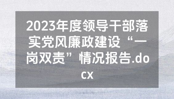 2023年度领导干部落实党风廉政建设“一岗双责”情况报告.docx