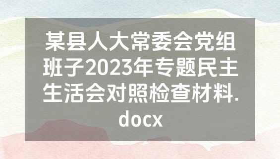某县人大常委会党组班子2023年专题民主生活会对照检查材料.docx
