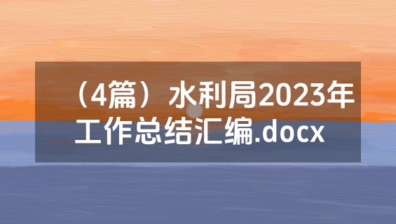 （4篇）水利局2023年工作总结汇编.docx