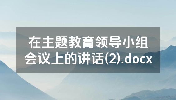 在主题教育领导小组会议上的讲话(2).docx