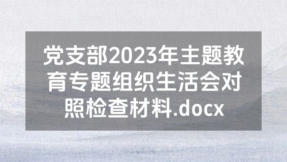 党支部2023年主题教育专题组织生活会对照检查材料.docx