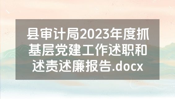 县审计局2023年度抓基层党建工作述职和述责述廉报告.docx
