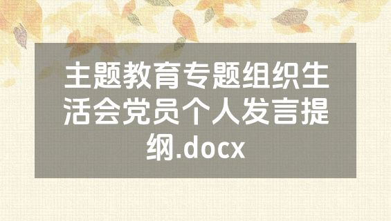 主题教育专题组织生活会党员个人发言提纲.docx