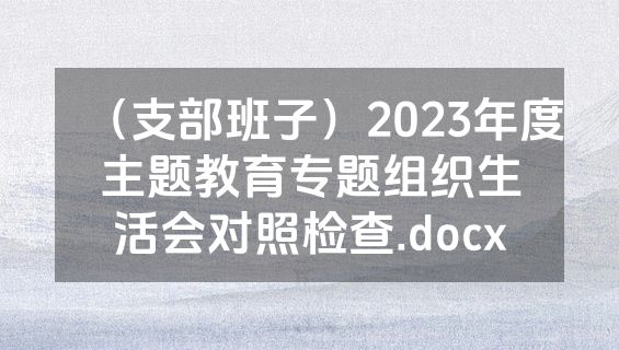 （支部班子）2023年度主题教育专题组织生活会对照检查.docx