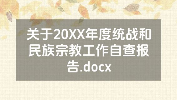 关于20XX年度统战和民族宗教工作自查报告.docx
