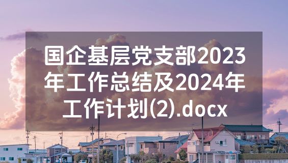 国企基层党支部2023年工作总结及2024年工作计划(2).docx
