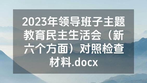 2023年领导班子主题教育民主生活会（新六个方面）对照检查材料.docx