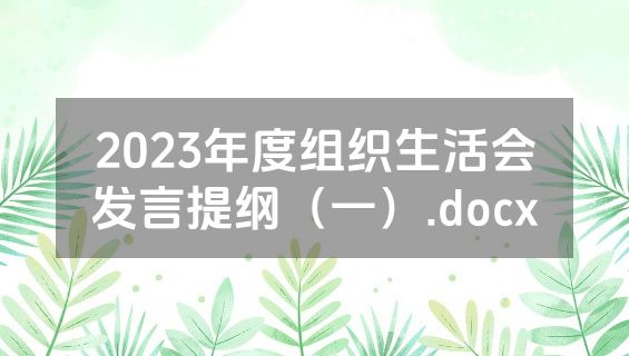 2023年度组织生活会发言提纲（一）.docx