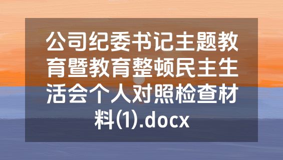 公司纪委书记主题教育暨教育整顿民主生活会个人对照检查材料(1).docx