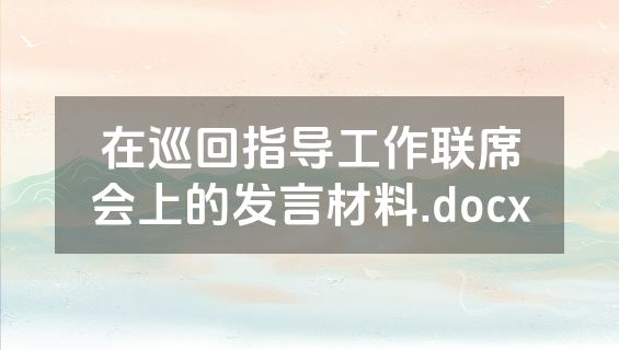 在巡回指导工作联席会上的发言材料.docx