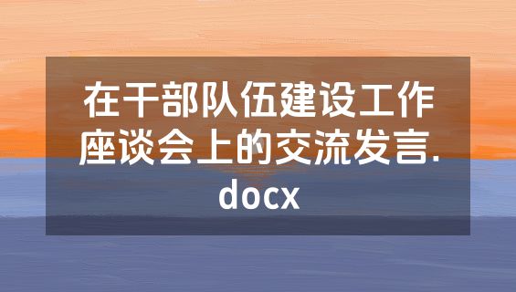 在干部队伍建设工作座谈会上的交流发言.docx