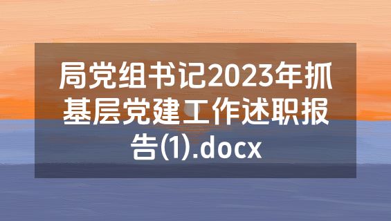 局党组书记2023年抓基层党建工作述职报告(1).docx