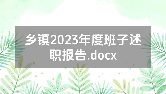 乡镇2023年度班子述职报告.docx
