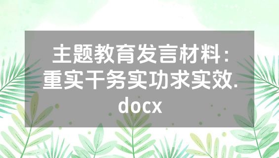 主题教育发言材料：重实干务实功求实效.docx