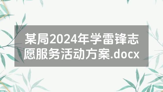 某局2024年学雷锋志愿服务活动方案.docx