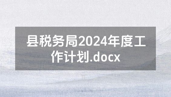 县税务局2024年度工作计划.docx