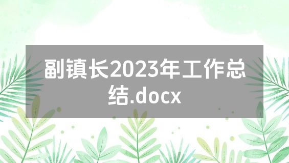 副镇长2023年工作总结.docx