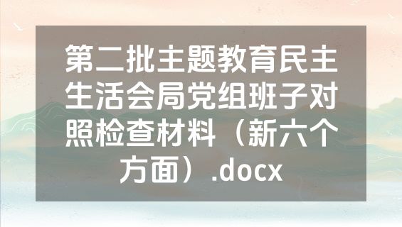 第二批主题教育民主生活会局党组班子对照检查材料（新六个方面）.docx