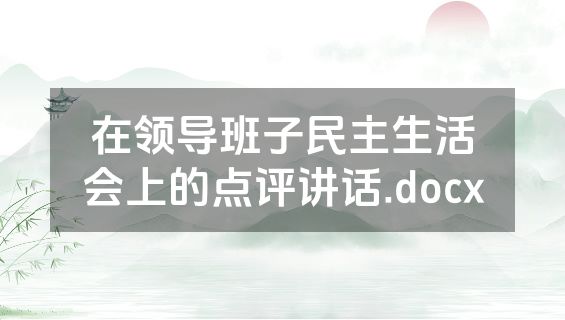 在领导班子民主生活会上的点评讲话.docx