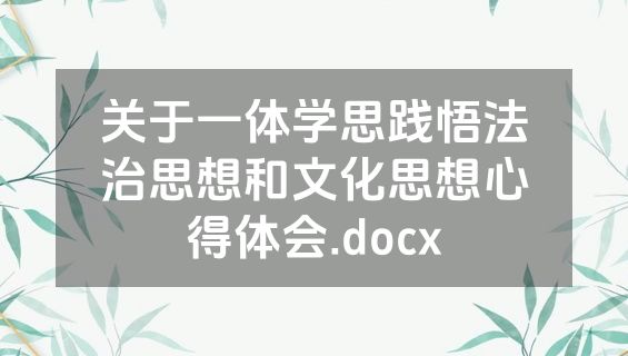 关于一体学思践悟法治思想和文化思想心得体会.docx