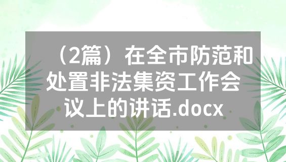 （2篇）在全市防范和处置非法集资工作会议上的讲话.docx