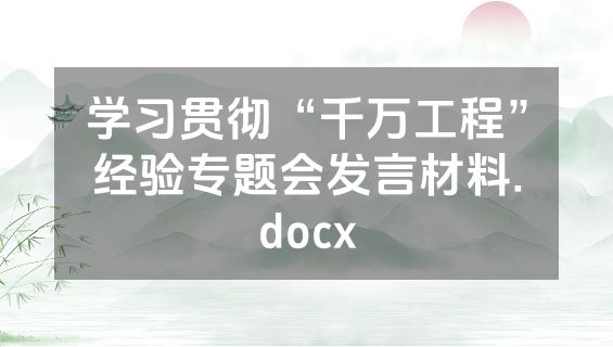 学习贯彻“千万工程”经验专题会发言材料.docx