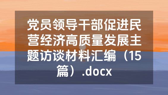 党员领导干部促进民营经济高质量发展主题访谈材料汇编（15篇）.docx