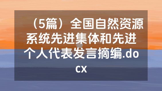 （5篇）全国自然资源系统先进集体和先进个人代表发言摘编.docx