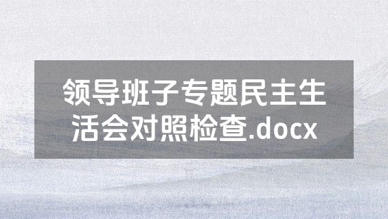 领导班子专题民主生活会对照检查.docx