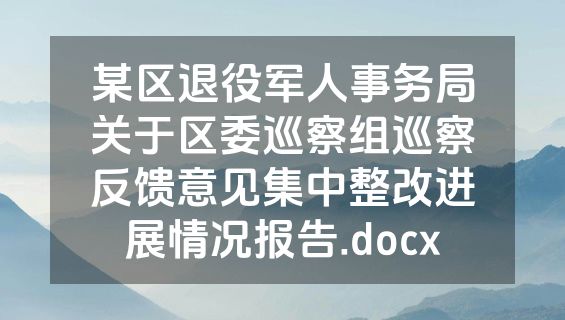 某区退役军人事务局关于区委巡察组巡察反馈意见集中整改进展情况报告.docx