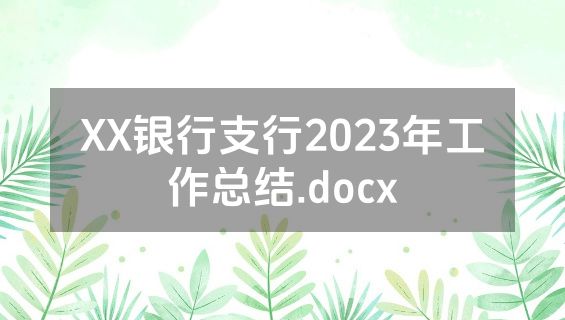 XX银行支行2023年工作总结.docx