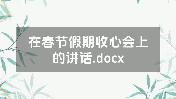 在春节假期收心会上的讲话.docx