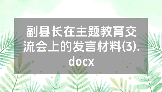 副县长在主题教育交流会上的发言材料(3).docx