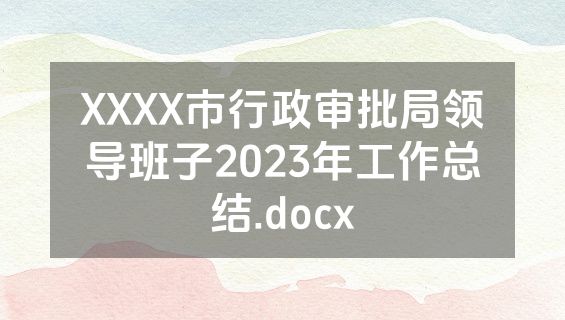 XXXX市行政审批局领导班子2023年工作总结.docx