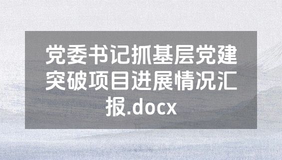 党委书记抓基层党建突破项目进展情况汇报.docx