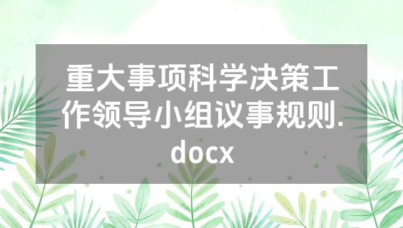 重大事项科学决策工作领导小组议事规则.docx