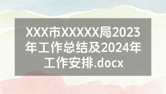 XXX市XXXXX局2023年工作总结及2024年工作安排.docx