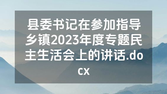 县委书记在参加指导乡镇2023年度专题民主生活会上的讲话.docx