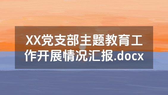 XX党支部主题教育工作开展情况汇报.docx