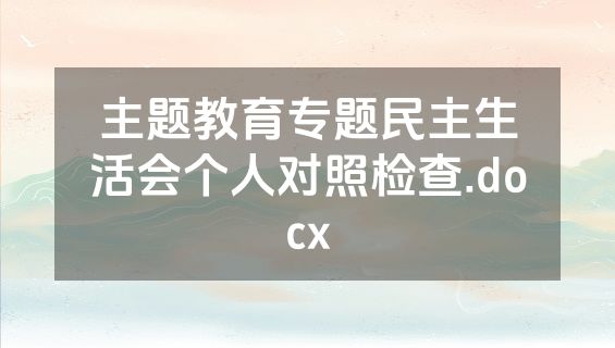 主题教育专题民主生活会个人对照检查.docx